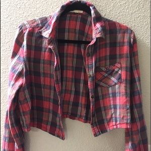 Cropped plaid button up
